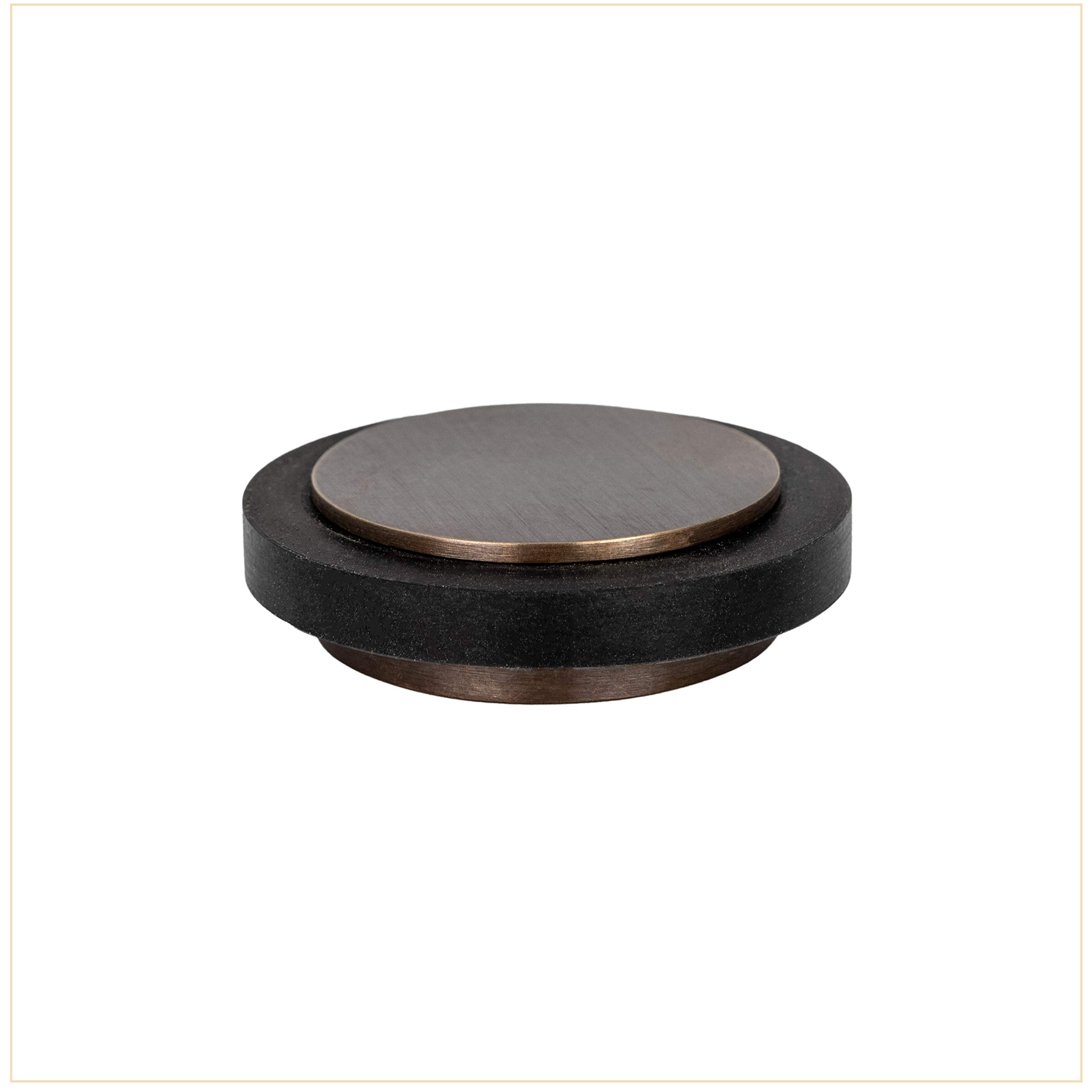 EVI Herrajes | Rustic Brass Door Stop | Ø35x13mm | Adhesive Installation | Natural Silicone Protection | Minimalist Design | Mod. I-203X12-RU