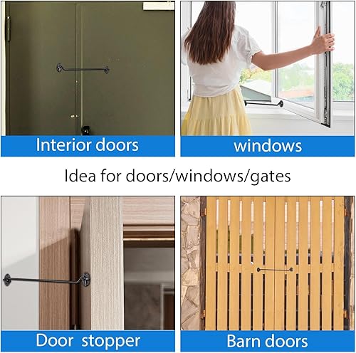 Miniatura 3 de DOITOOL Pestillo de gancho y ojal de 12 pulgadas, color negro, resistente, acero inoxidable sólido, para cercas de madera o puertas de metal,