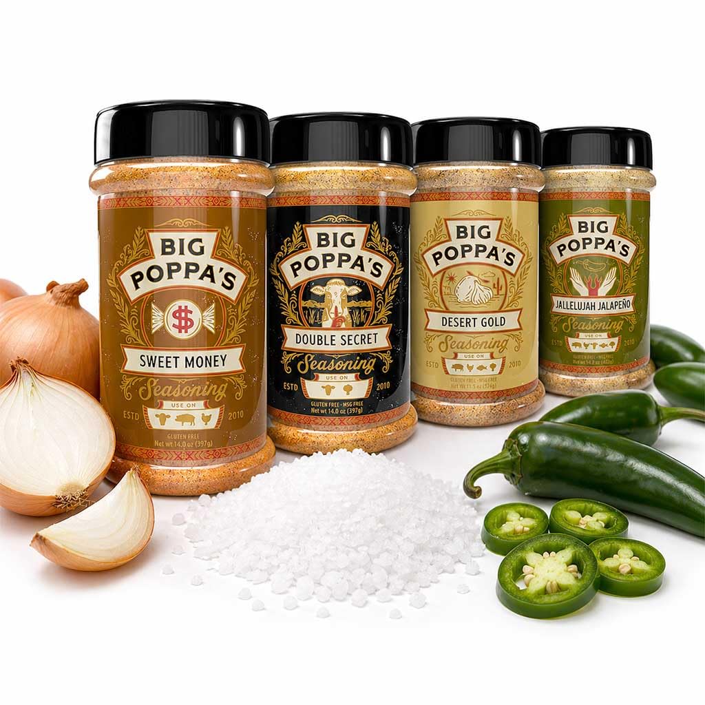 Big Poppa’s Must Have BBQ Seasoning Bundle – Award-Winning, Versatile BBQ Rub Seasoning Set for Chicken, Fish, Burgers and Tacos – Balanced, Crowd-Pleasing Flavor for Home Grillers – 4-Pack Set