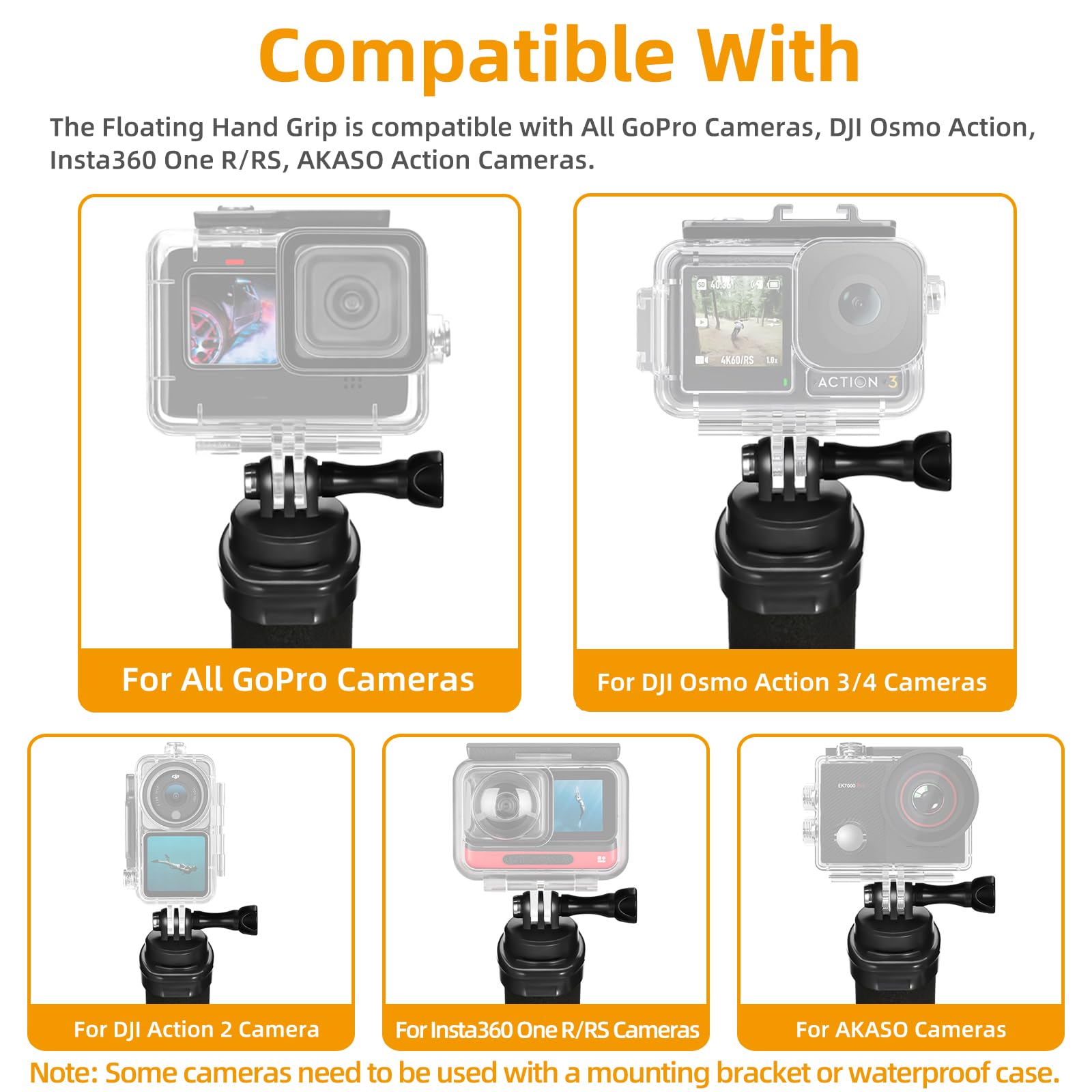 Custodia Galleggiante Per Insta360 Ace Pro/Ace - Cover Arancione Con Impugnatura Per Acqua - Foto 8