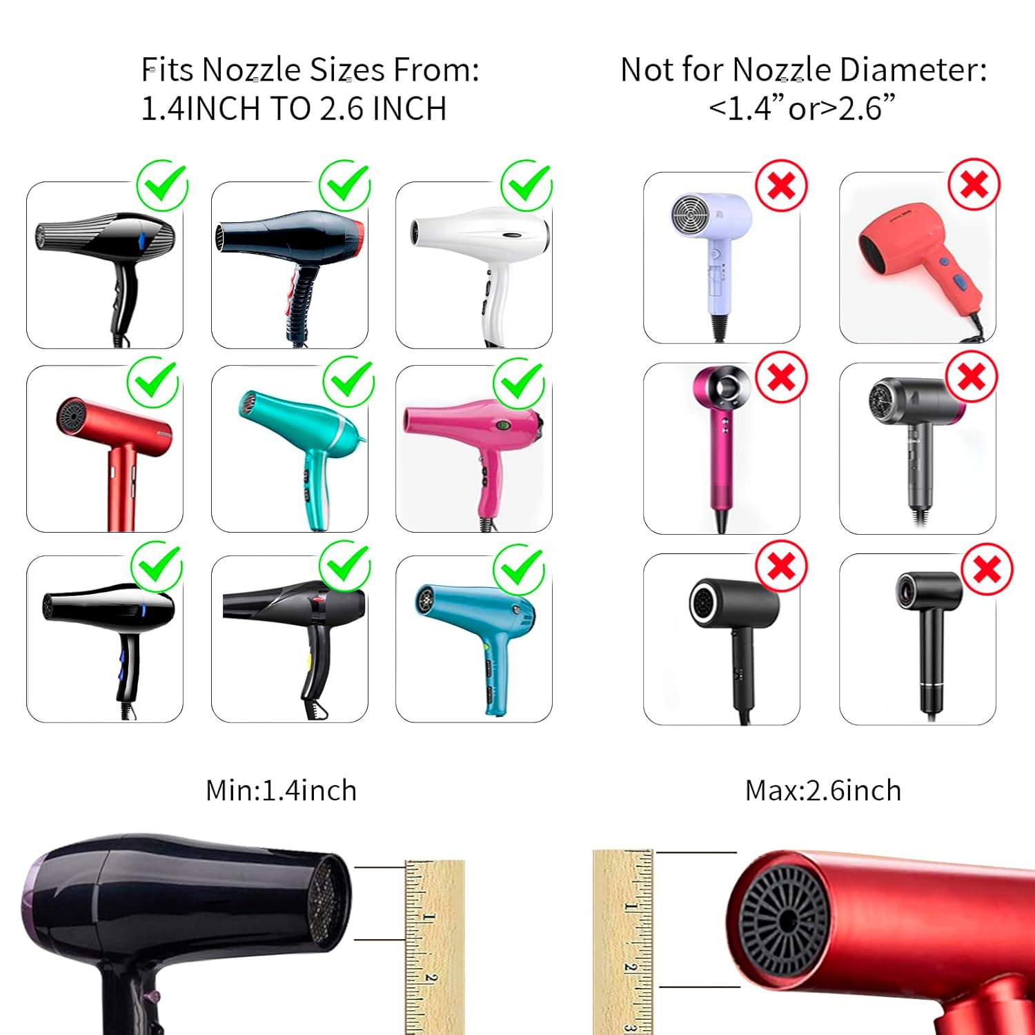 Diffuser Attachment for Hair Dryer Universal, Blow Dryer Nozzle-Specific Hair Diffuser for Curly Hair and Natural Wavy Hair, Suitable for Hair Dryers 1.4in-2.6in (Black) - Image 2