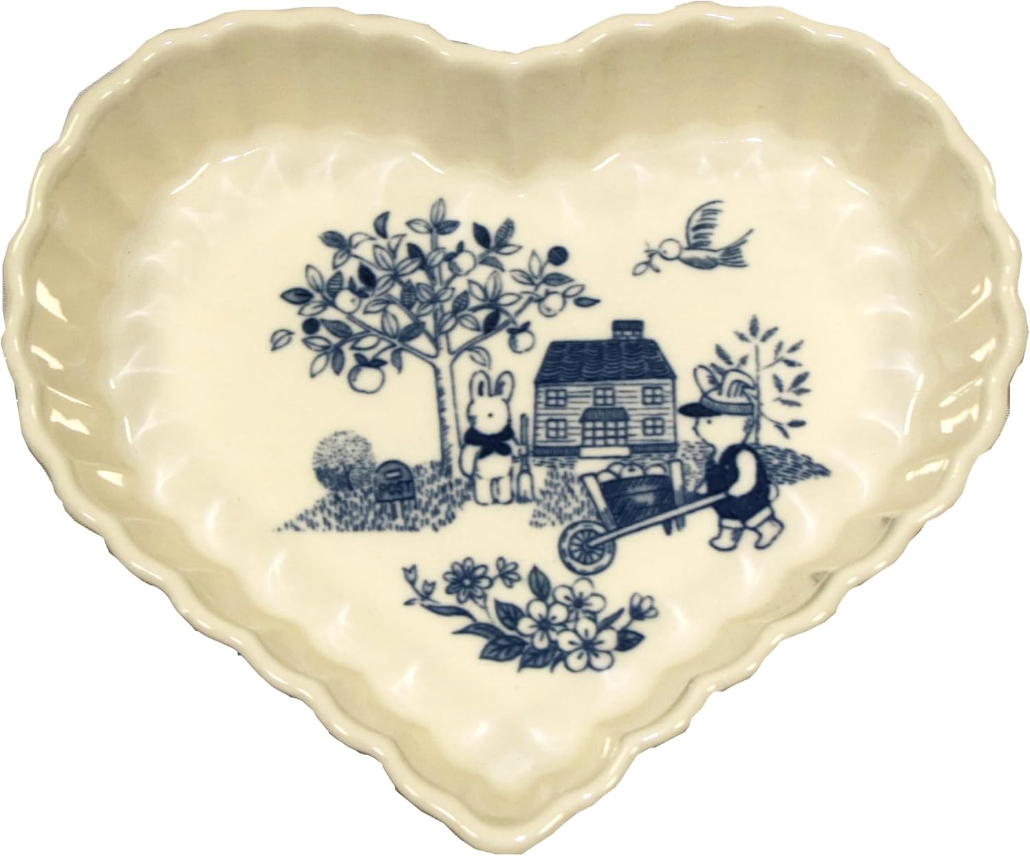 Banko Ware 19569 Heat-resistant Ceramic, Oven Safe, Heart Shape, Quiche, Rabbit, Width 5.7 x Height 1.2 inches (14.5 x 3 cm), Capacity Approx. 8.1 fl oz (230 ml), Made in Japan