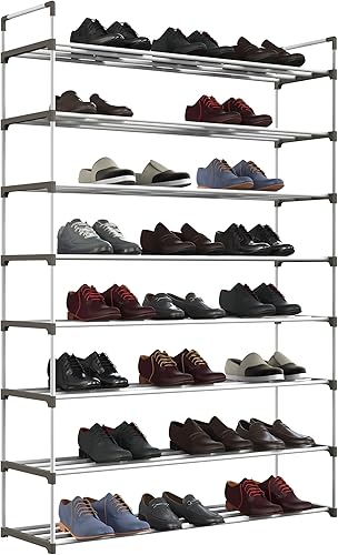 Miniatura 8 de Home-Complete - Zapatero de 8 niveles para armario, baño, entrada, estante con capacidad para 40 pares de tenis, tacones y botas (blanco)