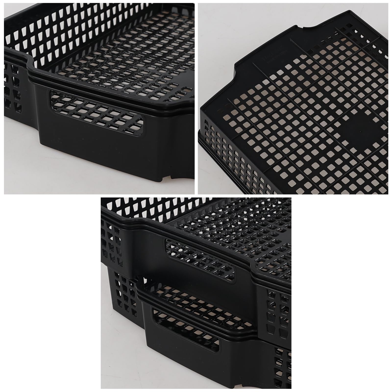 Rosebloom Plastic Stackable Storage Tray Baskets, Plastic Paper Tays, 6 Packs