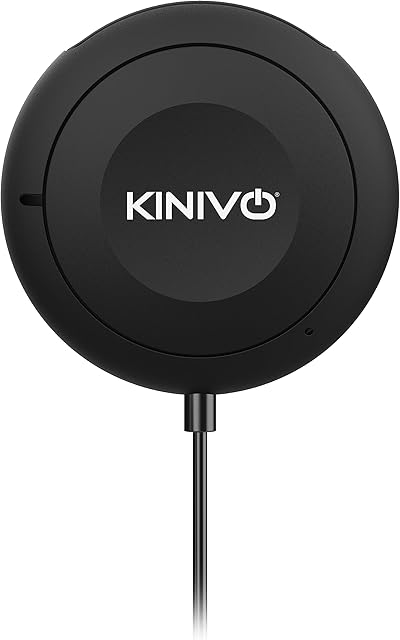 Kinivo BTC450 Bluetooth Car Kit (Hands-Free, AUX Bluetooth Adapter for Cars with Ground Loop Noise Isolator, 3.5mm Aux Input, Apt-X, Multipoint)
