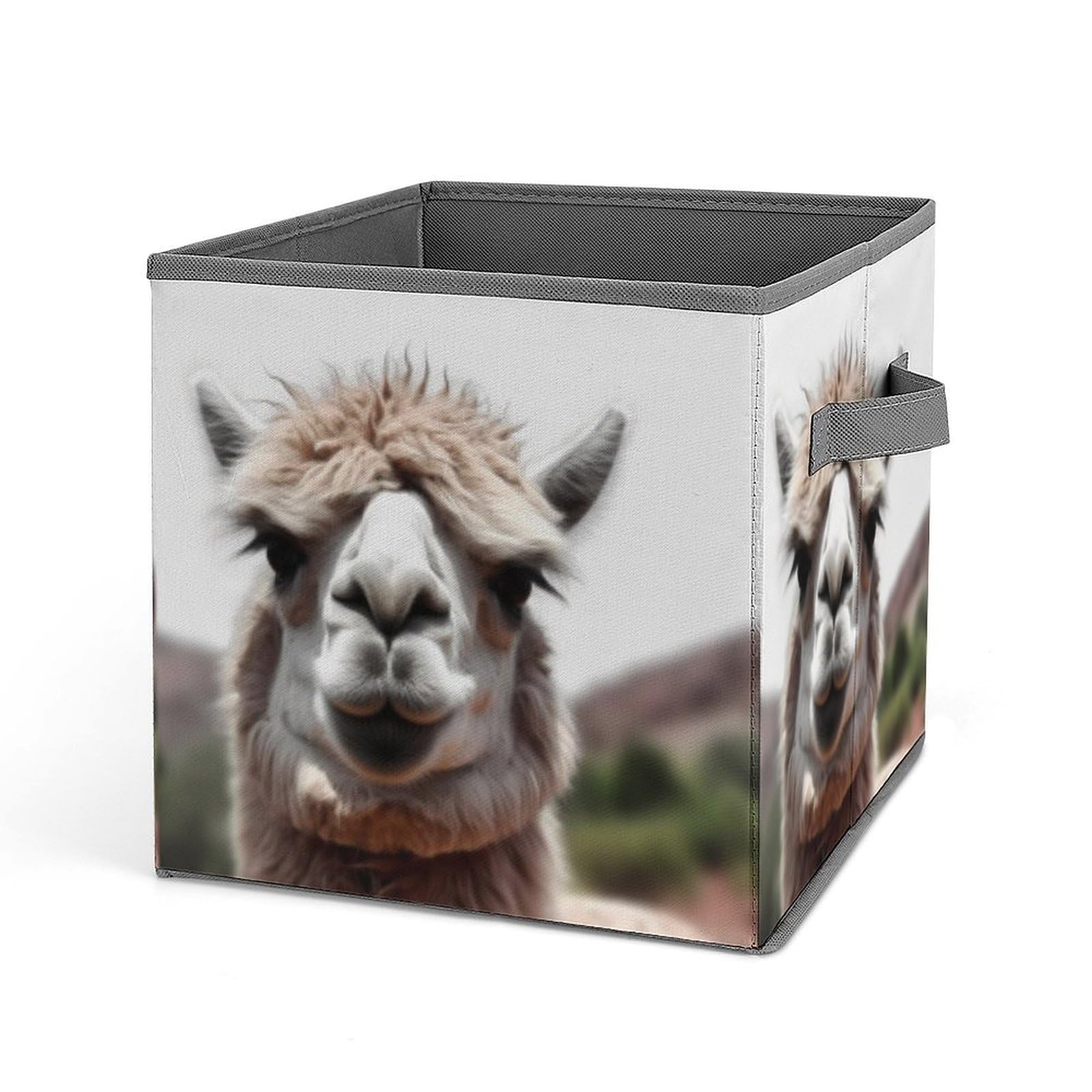 JTREHY Funny Alpaca Llama Printed Foldable Storage Box, 10.6 Inches Fabric Storage Box for Wardrobe, Bedroom, Utility Room