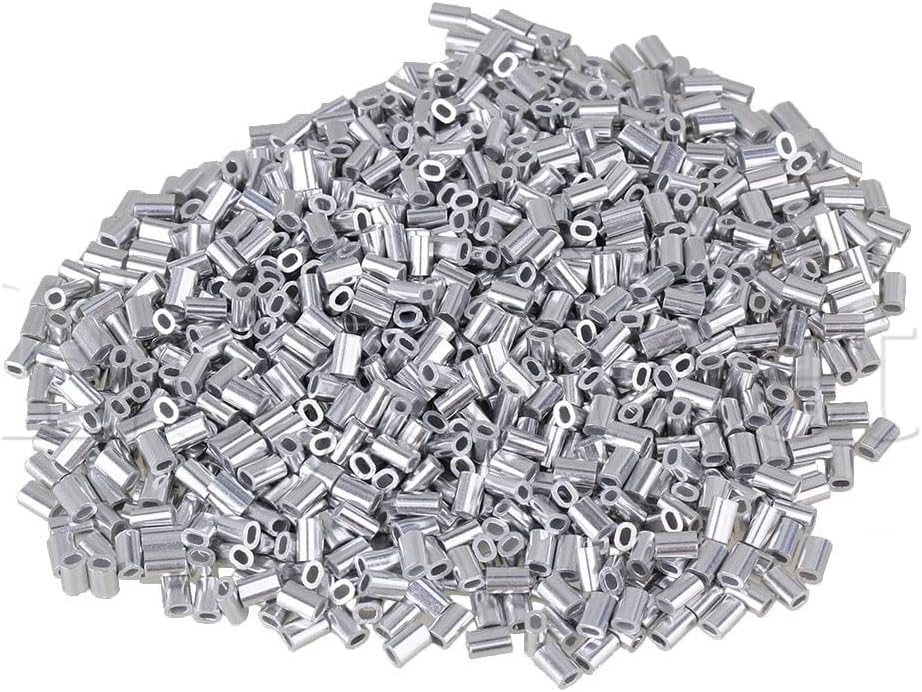 EKOMIS Wire Clamp Oval Shape Aluminum Sleeves Clamps Wire Rope Swage Clip M0.8 Pack