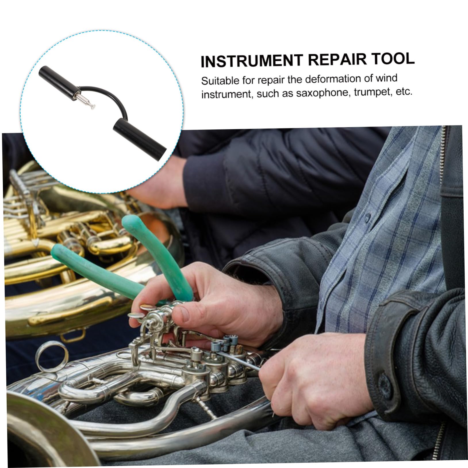 Herramienta de Reparación de Deformaciones para Saxofón W60 Metálica | Rodillo de Dos Manos, Acabado Negro, Estructura de Rodamiento Suave, Uso Sencillo