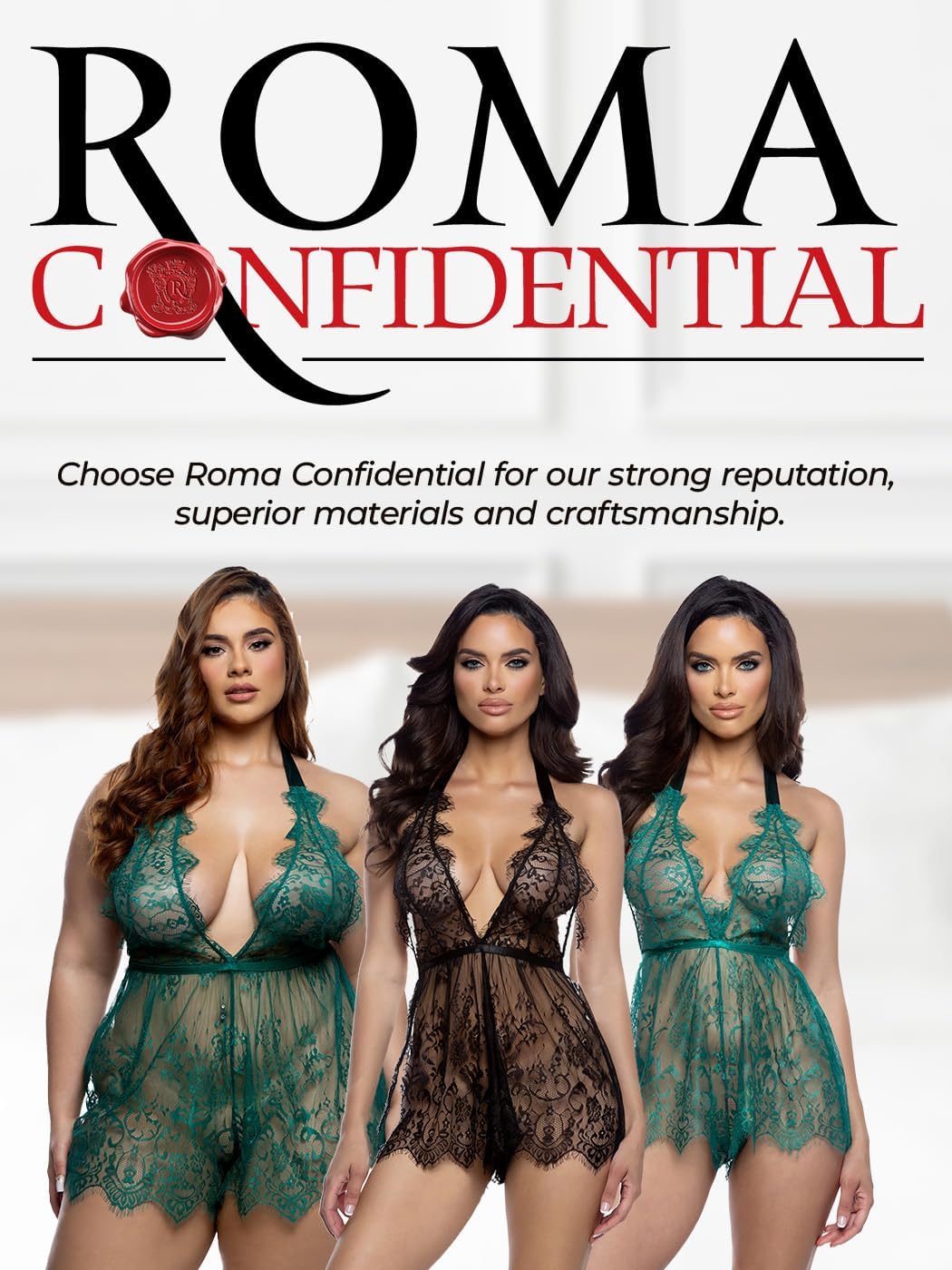 Roma Confidential Lace Romper Lingerie for Women: Midsummer Night Lace Teddy Lingerie Romper, Sexy Pajamas