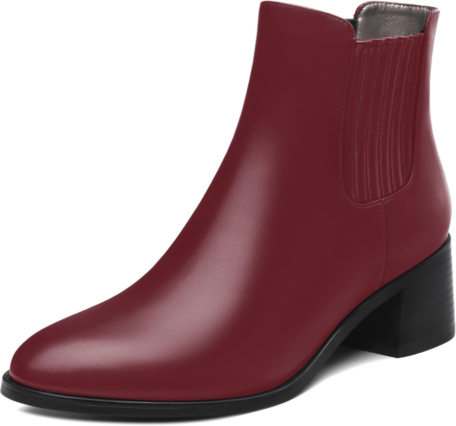 Women's Vintage Elastic Chelsea Ankle Boots, Fashion Low Block Slope Heel Round Toe Fall Slope Heel Boots Shoes