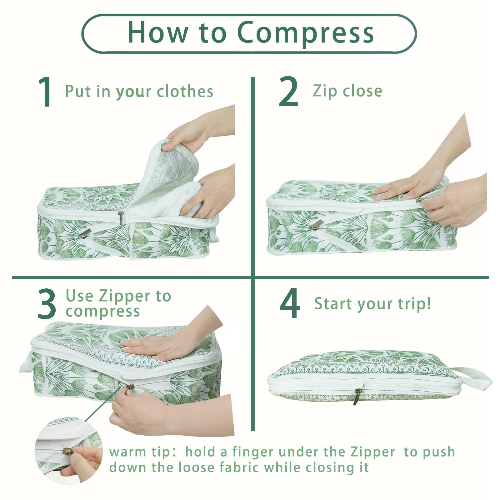 6 cubi per imballaggio a compressione, cubi da viaggio, set di borse organizer per bagagli impermeabili, graziosi cubi da imballaggio per donne e bambini