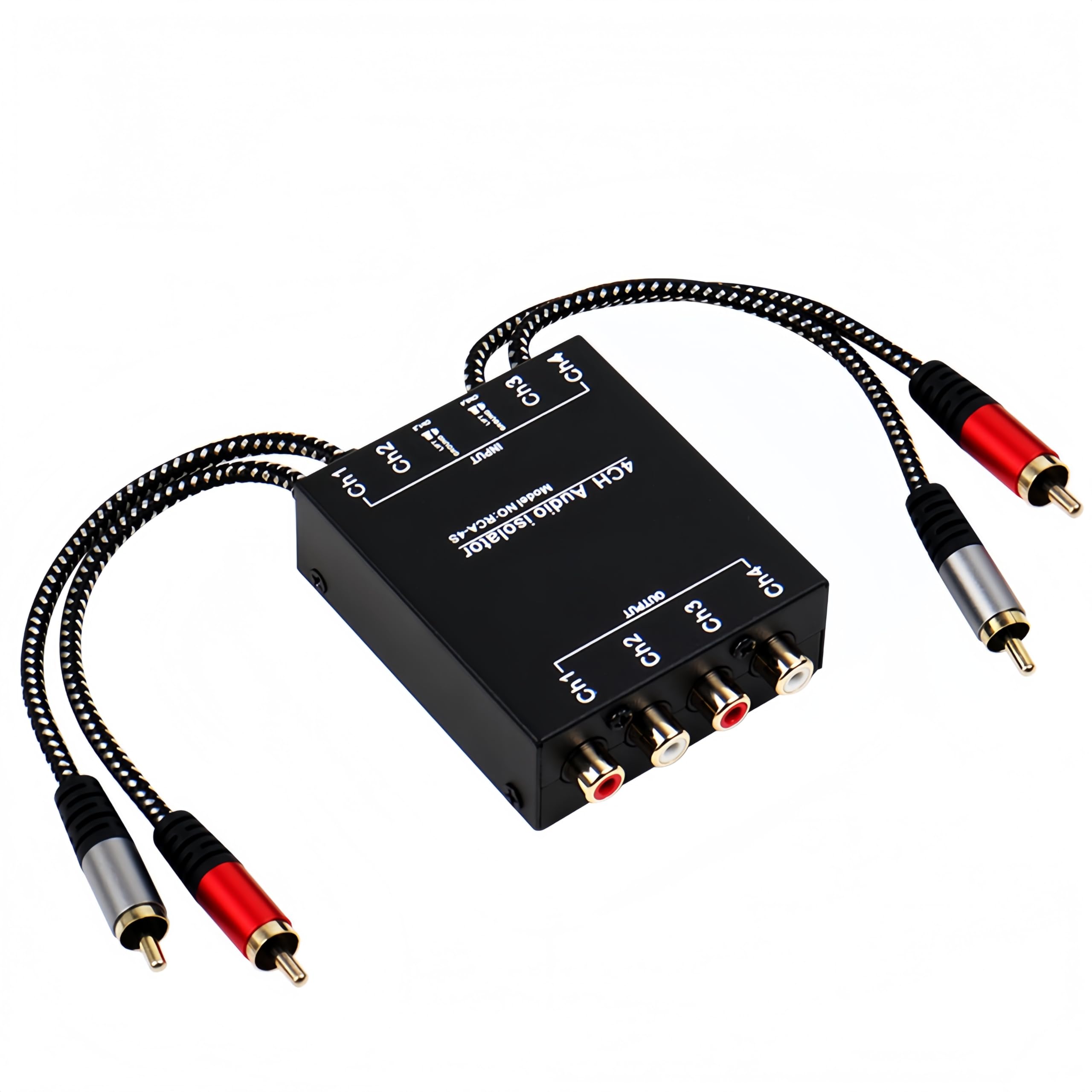 Isolateur de boucle de terre RCA 4 canaux avec connecteur, pour voiture