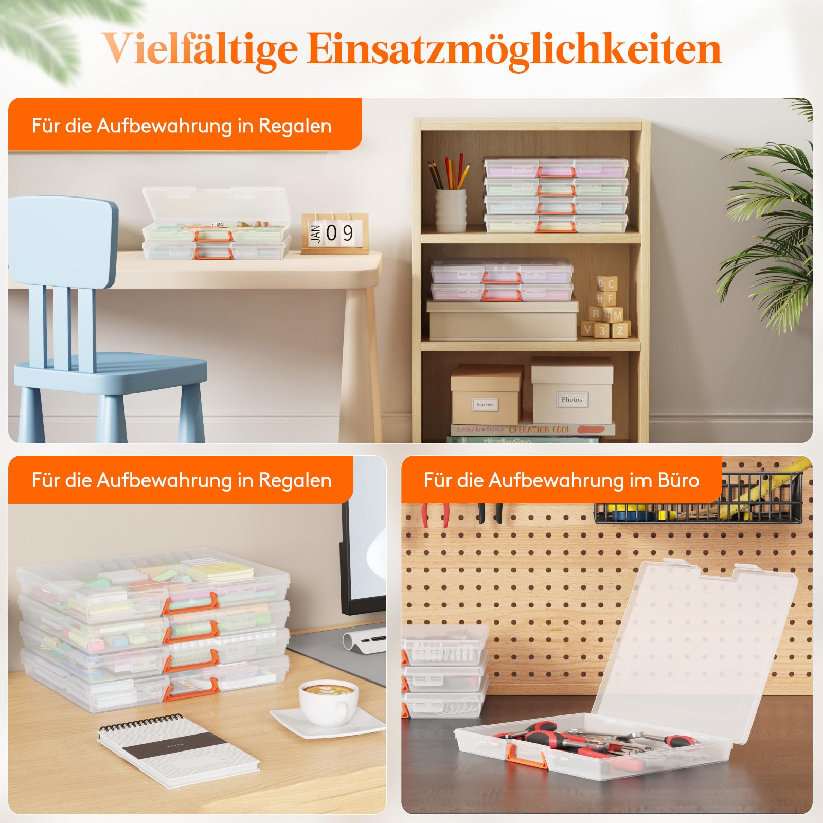 Lifewit 12 Pack Stapelbar Aufbewahrungsbox A4 mit Deckel & Griff, Tragbar Din A4 Box mit 12 Reißverschlusstaschen und Etikett, Dokumentenbox Storage Box für Papier Foto Bastelbedarf, 32 x 24 cm/12x9