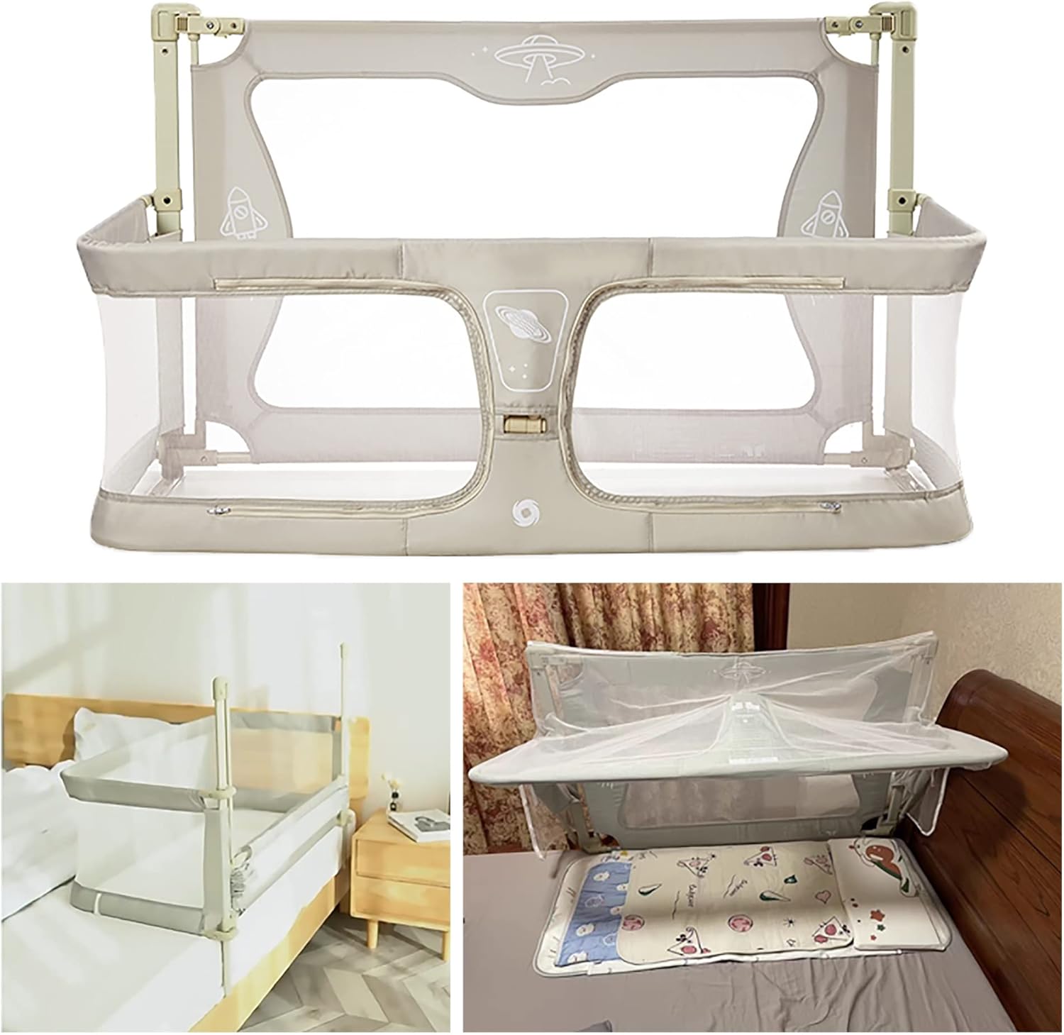 3 in 1 Baby bassinets bedside sleeper, Baby Bedside Sleeper, for cosleeper for baby in bed,Portable Crib,breathable and visible mesh window,soft washable liner cover,sleeper bassinet attach to bed ( C