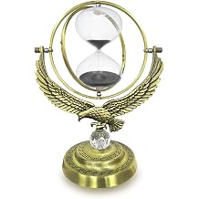 SuLiao Sand Timer Hourglass, 1 Hour Rotating Eagle Hour Glass, 60 Min Large Black Sand Clock, 60 Minute Unique Brass Sandglass, 1 hr Metal Decorative Reloj De Arena, Home, Desk, Office
