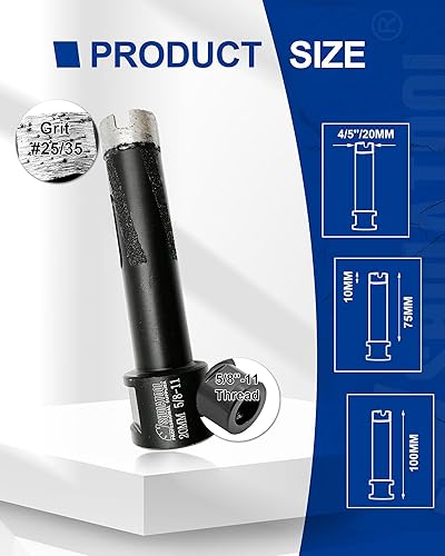 Miniatura 4 de SHDIATOOL - Brocas de núcleo de diamante de 45 pulgadas para piedra dura, hormigón, mármol, granito, ladrillo, soldado con autógena por láser,