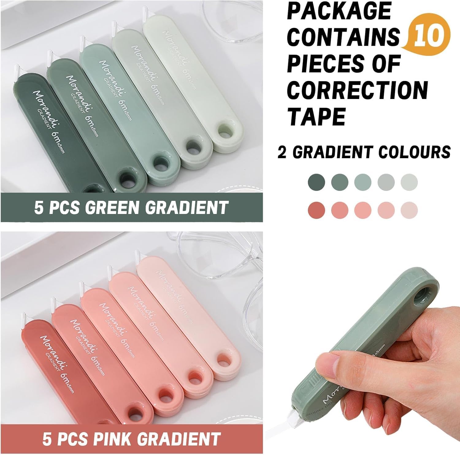 10 PCS Rubans Correcteurs,BetterJonny 5mx5mm Souris Correcteur