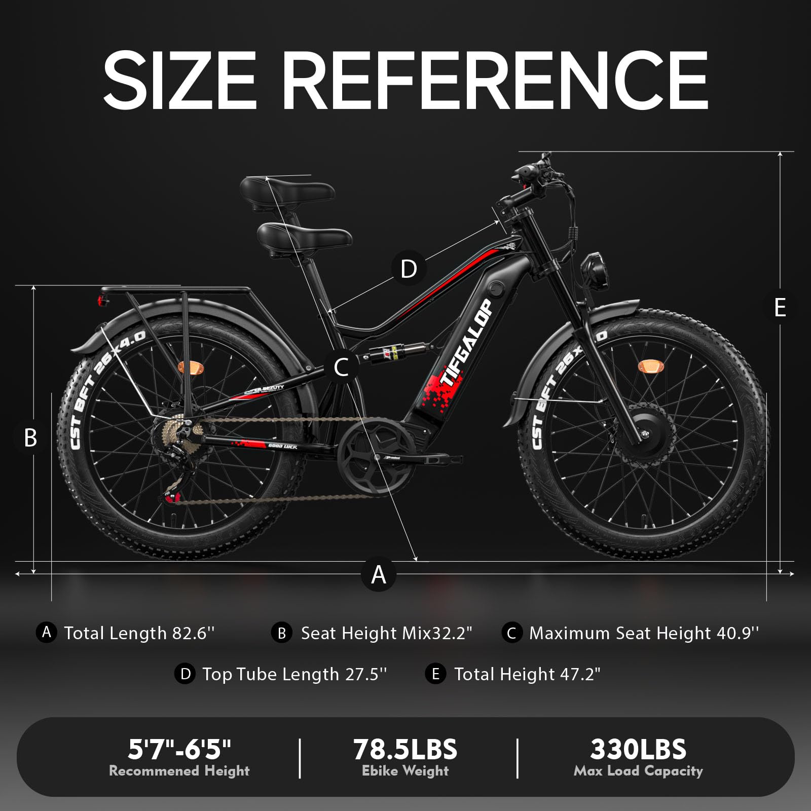 tifgalop Bicicleta eléctrica para Adultos, Bicicleta eléctrica Todoterreno de 26 Pulgadas, Doble absorción de Impactos, 7 velocidades, batería de Litio de 48V 18Ah, Alcance de hasta 45-90 km
