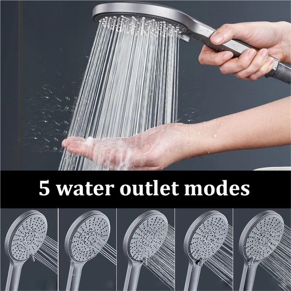Juego de cabezal de ducha de mano multifunción de 5 velocidades, panel lateral, filtro de agua fuerte para uso universal en el baño (negro) - Mejora tu experiencia de ducha