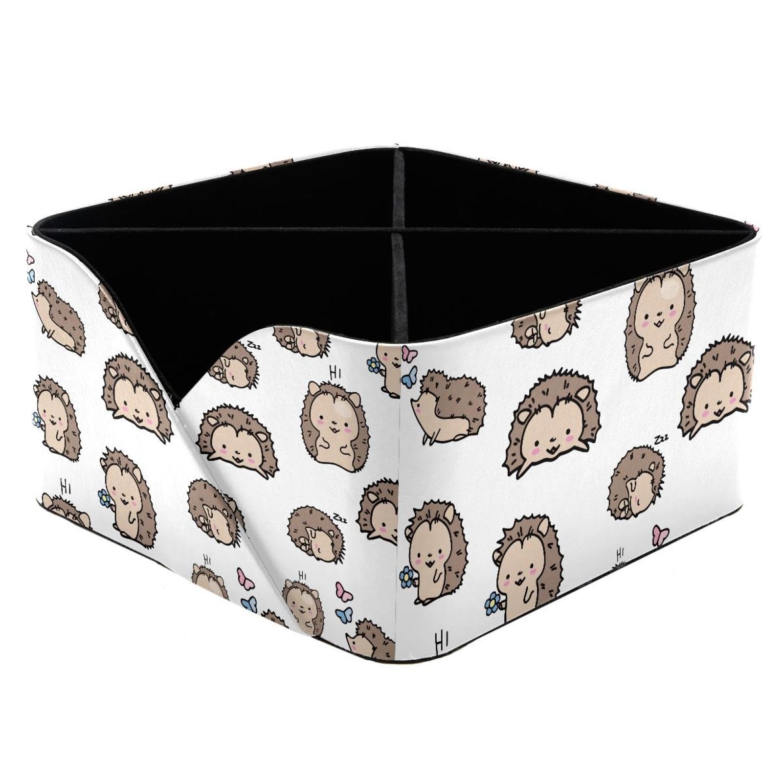 KengjuTesu Cute Animal Hedgehog Desktop Organizer Pen Holder, Rectangular Pencil Cup for Office, Study and Makeup Stations