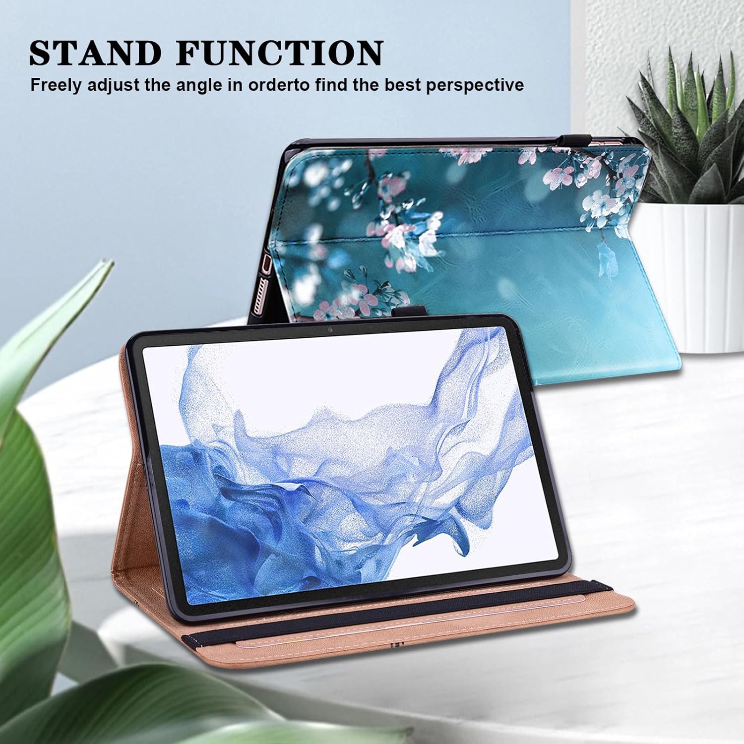 Case for Samsung Galaxy Tab S6 10.5" 2019 (SM-T860/T865/T867),PU Leather Folio Flip Stand Wallet Case with Elastic Band for Galaxy Tab S6 10.5" - Plum Blossom