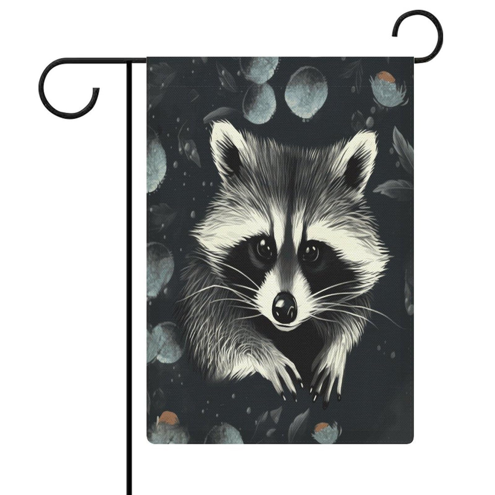 Bandera de jardín de verano con mapache para decoración exterior duradera