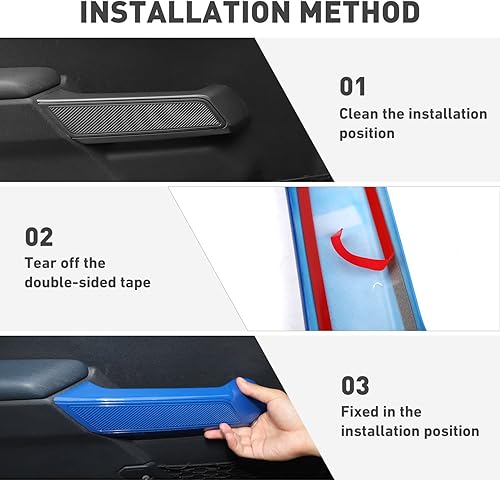 Miniatura 6 de HTHE Funda para manija de puerta de automóvil para Ford Bronco, cubierta interior compatible con Ford Bronco 2021 + 4 puertas (ABS, azul)