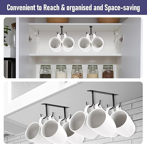 Miniatura 7 de Soporte para tazas de café, soporte para tazas para gabinete, organizador de tazas para armarios de cocina y almacenamiento para almacenamiento de