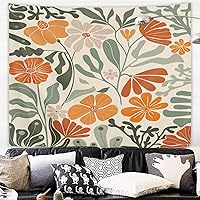 Vista 11 de Yookeb Tapiz negro de flores de Matisse de 59 pulgadas de ancho por 51 pulgadas de alto, para colgar en la pared, hojas abstractas, vintage, arte