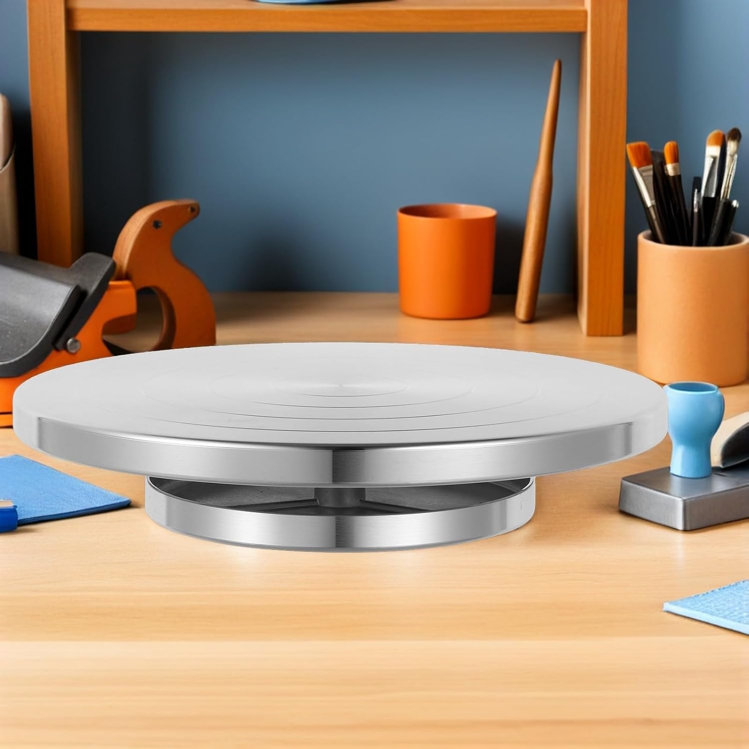 Hemobllo Aluminum Alloy Pottery Turntable Wheel with Precision Control and Easy Maintenance, Double-Sided Sculpting Wheel for Pottery Finishing Tools, for Classrooms and Homes