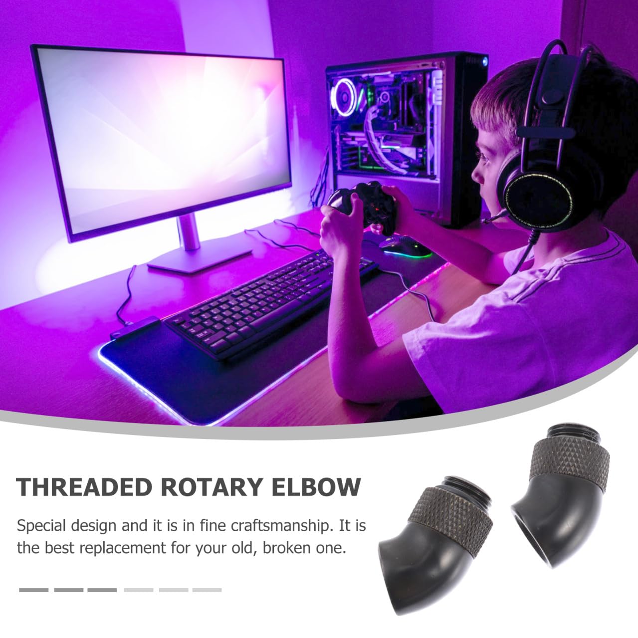 NUOBESTY 2pcs Water Cooling Kit Elbow Connector Water Cooling Adapter Clip Heat Sink Rotating