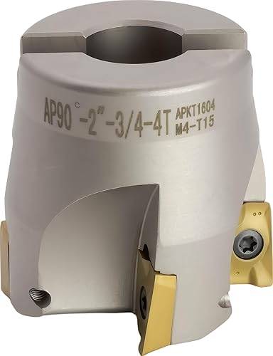 Miniatura 2 de Molino de cara indexable de 90 de 2" (Shell), para fresado de hombro cuadrado, diámetro del orificio del eje de 34", 4 flautas, con 4 piezas de