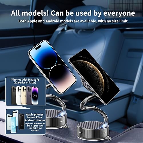 Miniatura 8 de Soporte de teléfono para automóvil, soporte magnético de vacío ajustable de 360 para automóvil, soporte de teléfono plegable con ventosa, soporte de