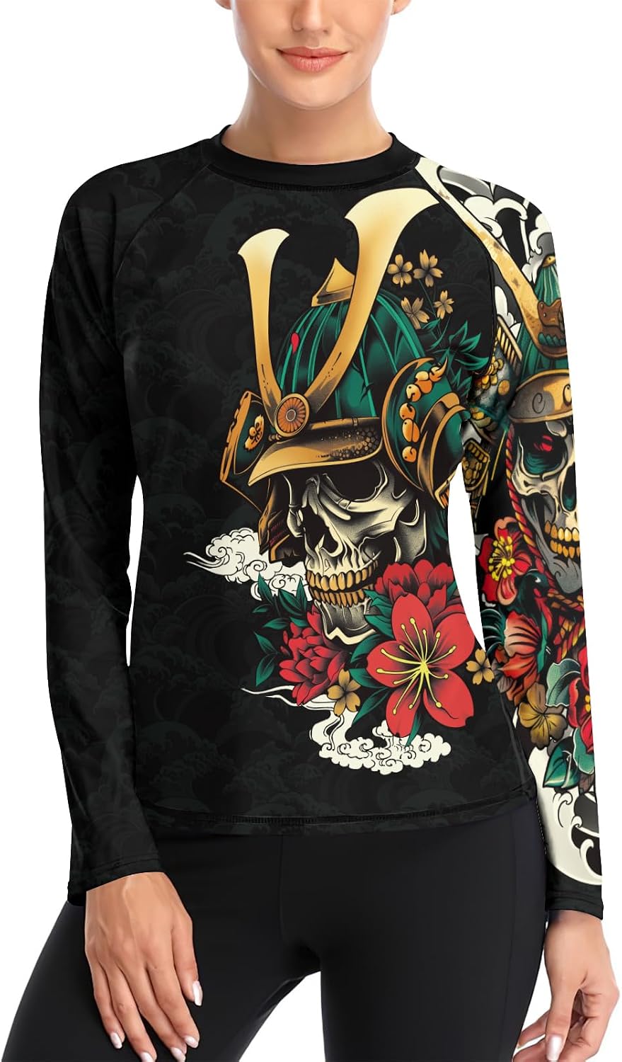 FORMONIES Samurai Women’s Rash Guard Long Sleeve – Compression Base Layer for BJJ MMA No-Gi Jiu Jitsu