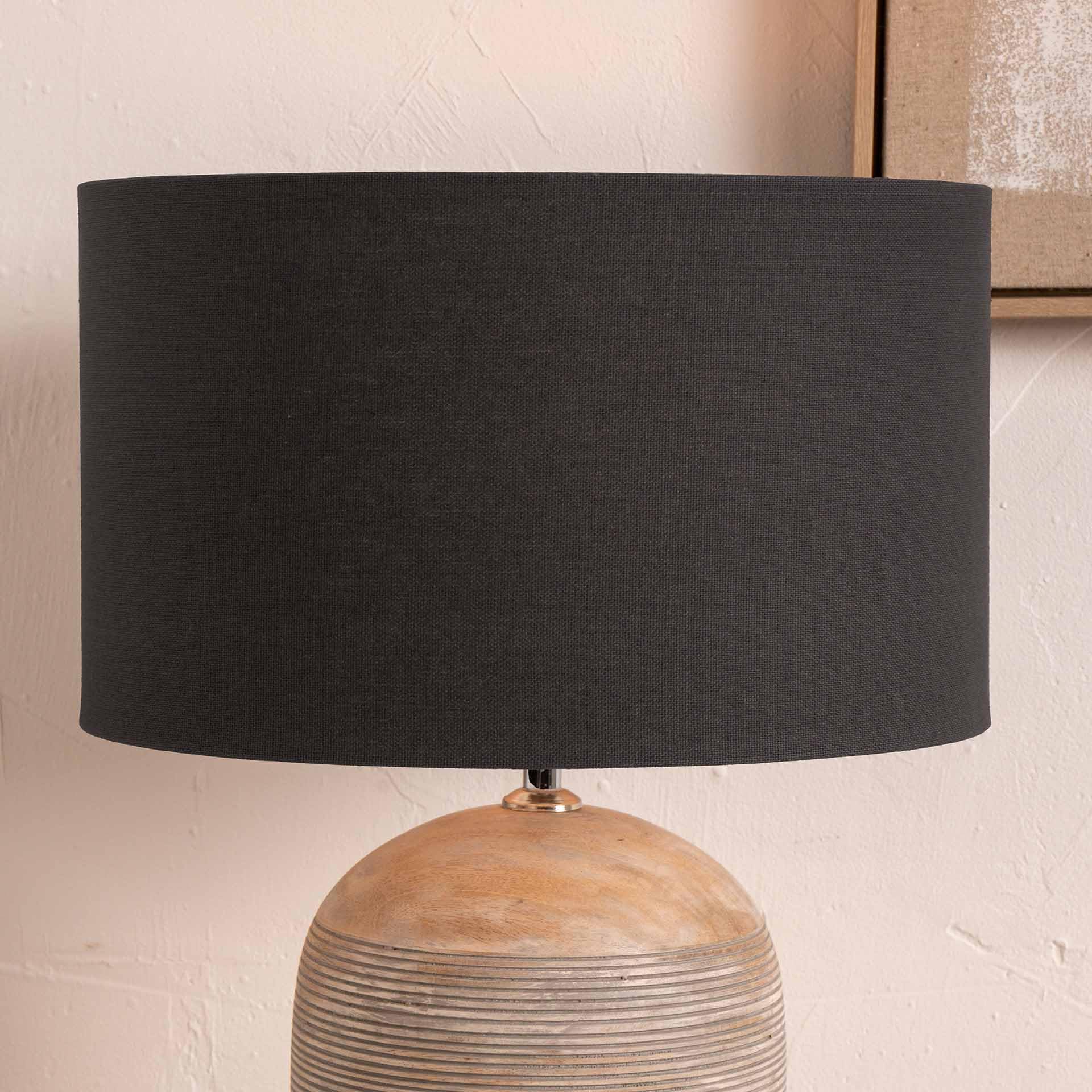 Pacific Lifestyle Dark Grey Cylinder Lampshade For Table Lamps | Charcoal Drum Cotton Lamp Shade For Floor Lamps | Lined Fabric Shades For Living Room (, 45Cm)