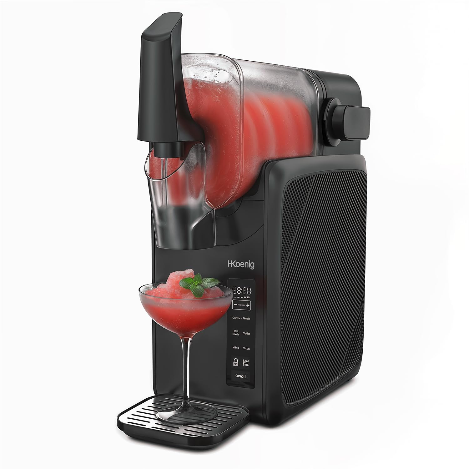 Macchina per granita SLH800 HKoenig, 5 modalità preimpostate, bevande ghiacciate, Milkshake, caffè freddo, cocktail, capacità 2,5L, funzione mantenimento freddo, autopulente, pannello touch, nero