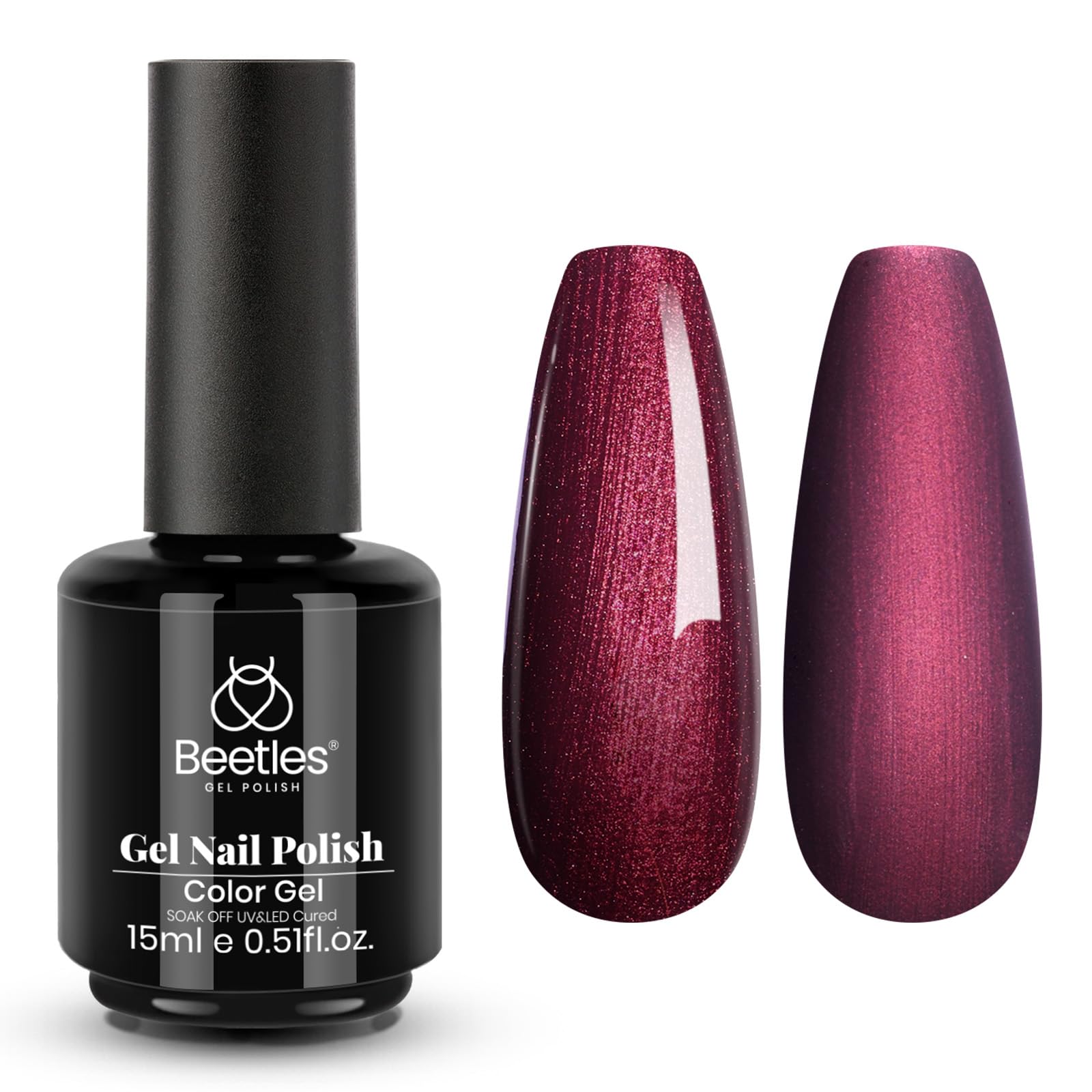 beetles Burgundy Glitter Gel Polish - Cherry Mocha Red Wine Color, 15ML | Long-Lasting 28+ Days - main product image