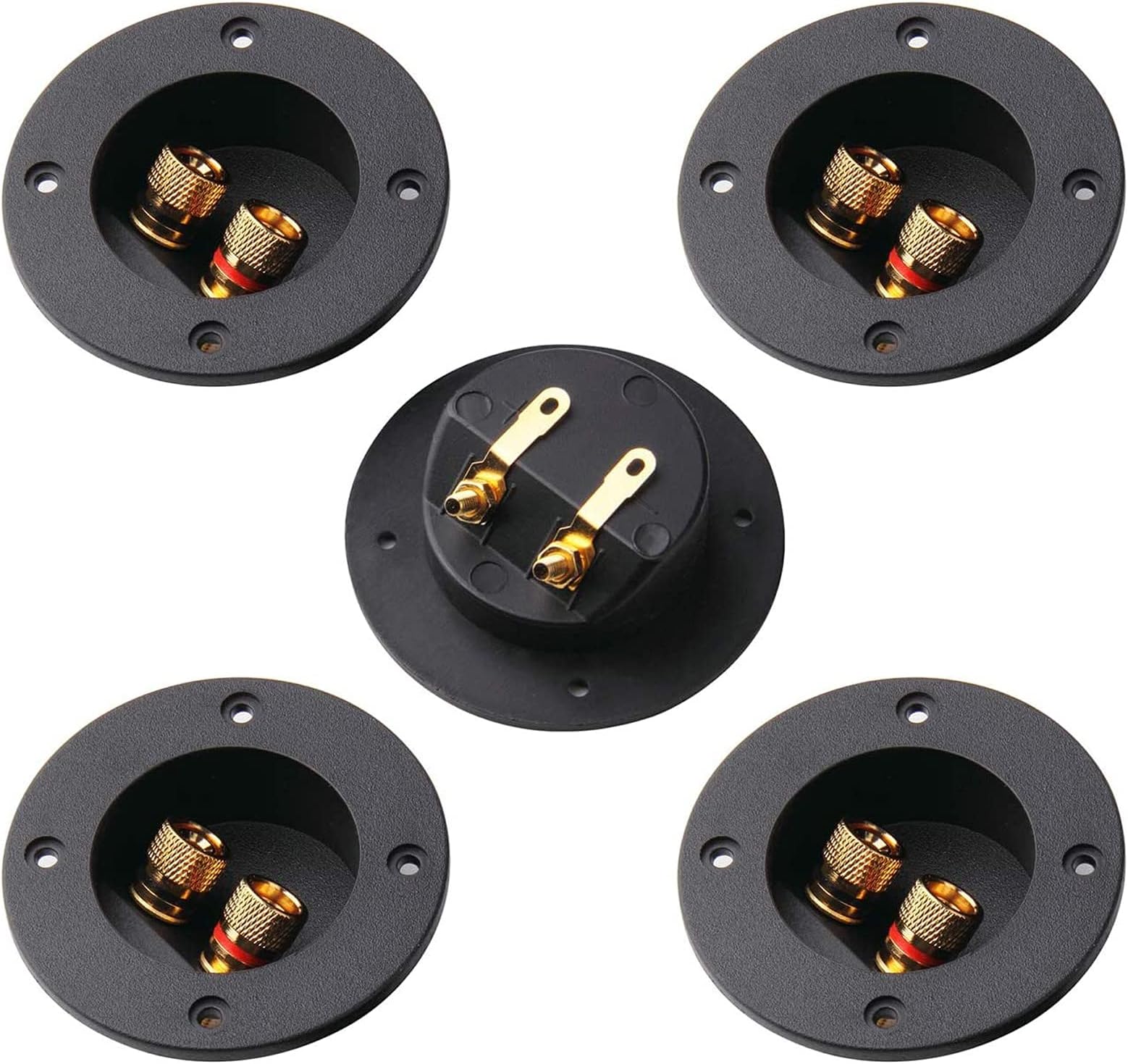5Pcs 3-Inch Speaker Box Terminal Cup DIY 2-Way Speaker Box Terminal Binding Post Round Spring Cup Connector
