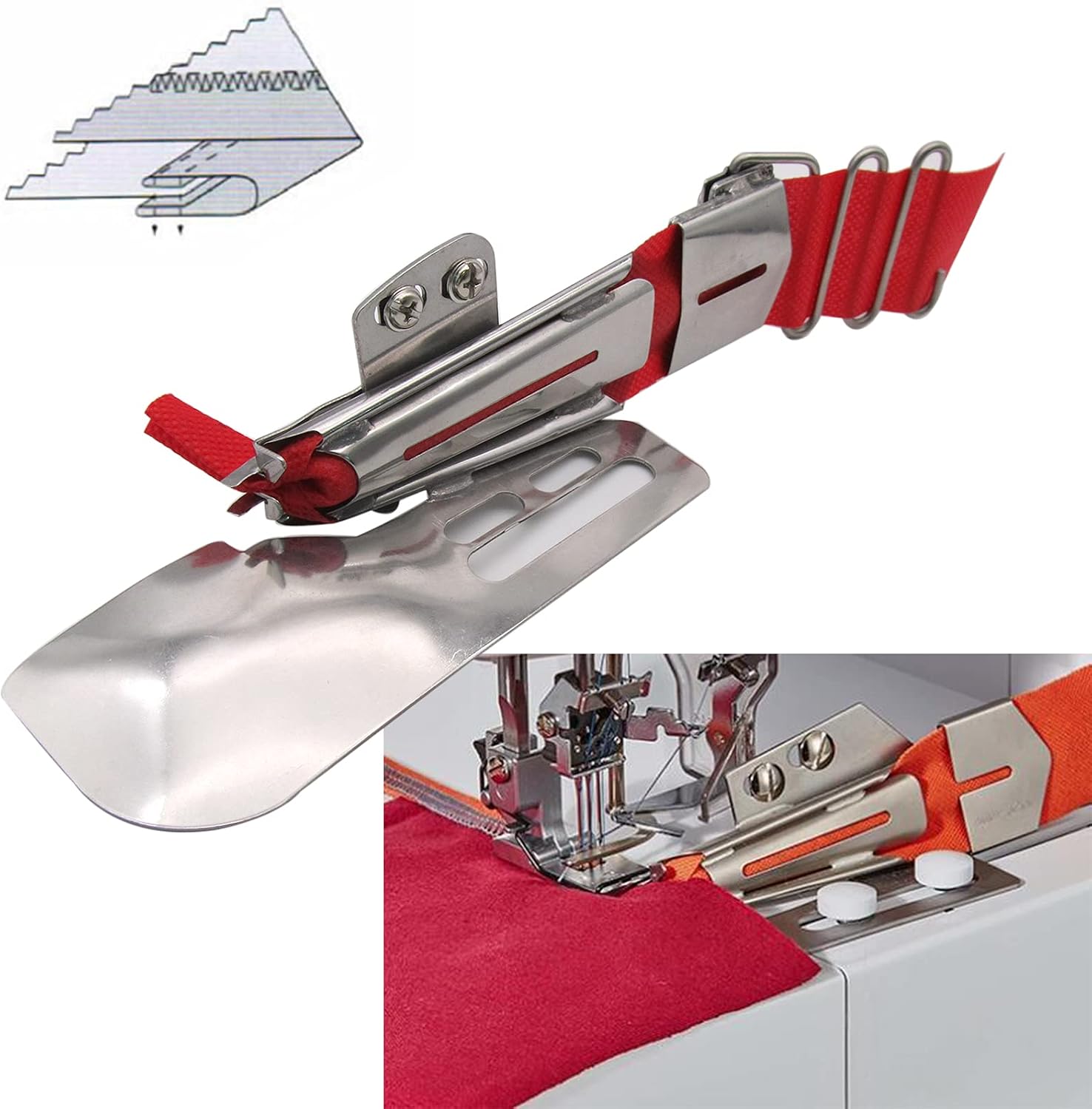 CKPSMS Brand - #KP-104 1PCS CoverStitch Machine Binder,Double-Fold Binding Attahchment fit for Flatbed Machine (1-1/2" (38.1mm) Cut; 7/16" (11.11mm) Finish)