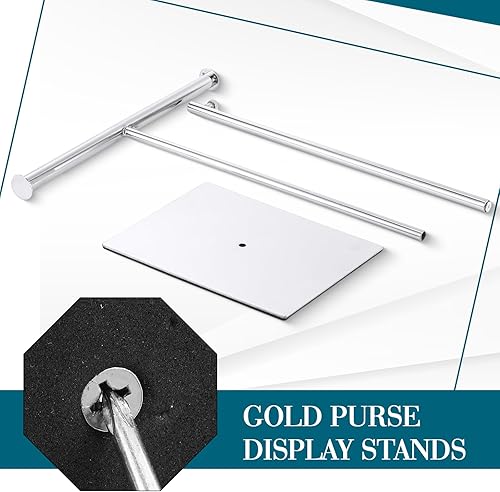 Miniatura 4 de Leinuosen 4 piezas de soporte de exhibición para monedero de mesa en forma de T, altura ajustable, soporte para bolso, soporte para colgar monederos