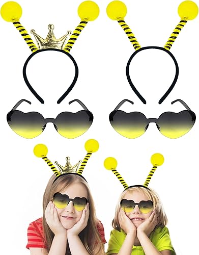 Diadema de antena de abeja Bopper, bandas para el pelo de tentáculo de abeja y gafas de sol para Halloween, abejorro, fiesta temática de cumpleaños,
