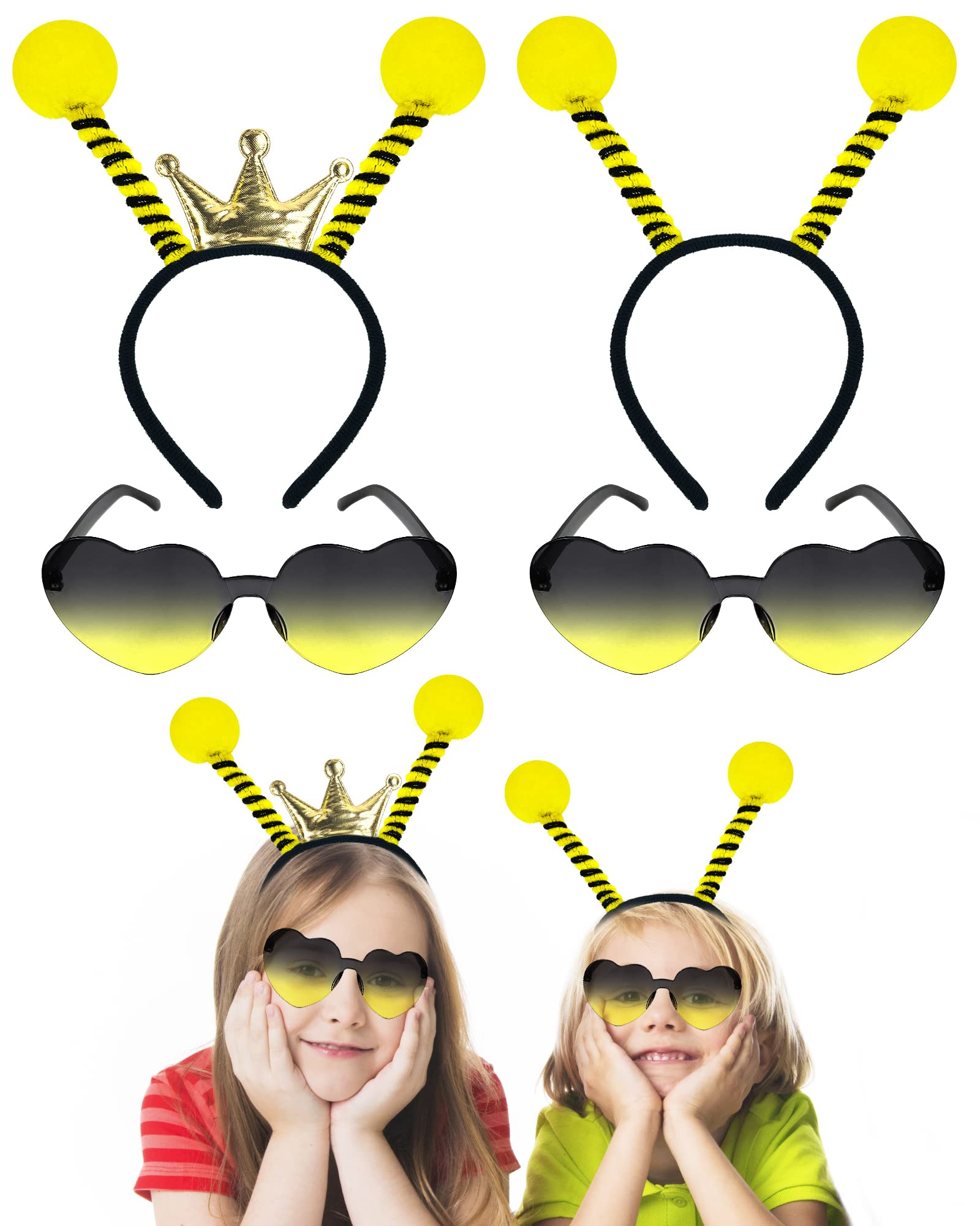 DolkoicBee Bopper Antenna Headband Bee Tentacle Hair Bands and Sunglasses for Halloween Birthday Themed Party Costume Cosplay Party Favors