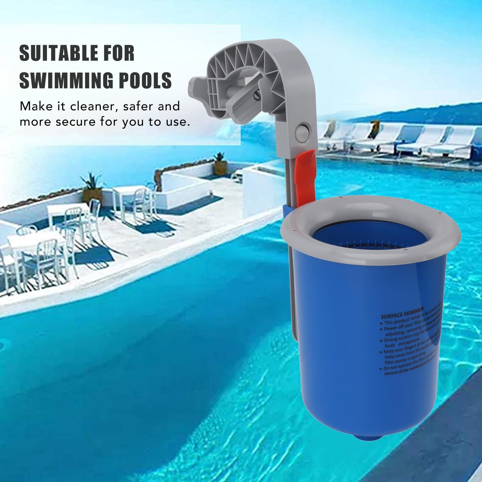 Skimmer de Superficie de Montaje en Pared, Skimmer de Superficie de Piscina de Montaje en Pared Azul para Piscina sobre el Suelo, Limpieza Automática de Piscinas Skimmer de Superficie