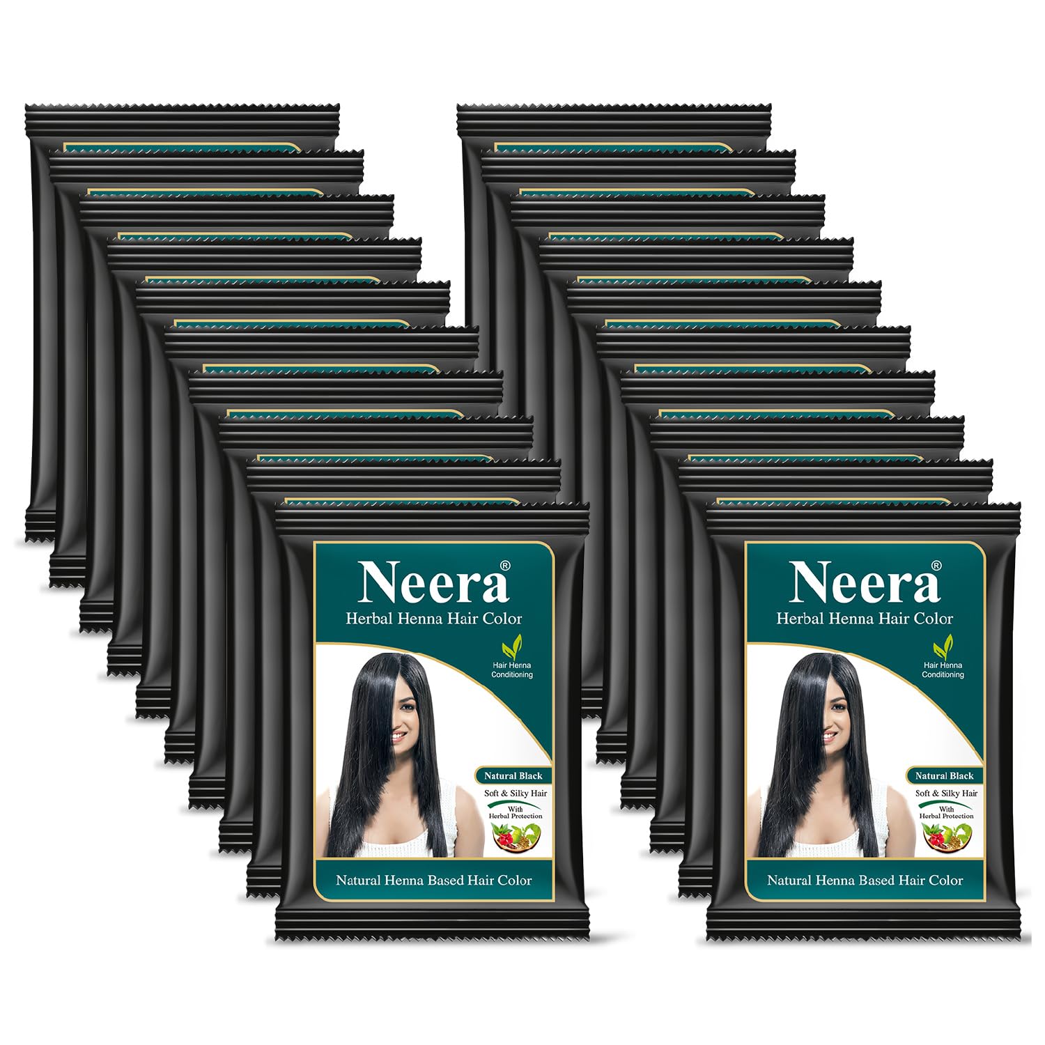 Neera Herbal Natural Black Henna Hair Color 15 GRM Pack(Pack of 20)-picture-22
