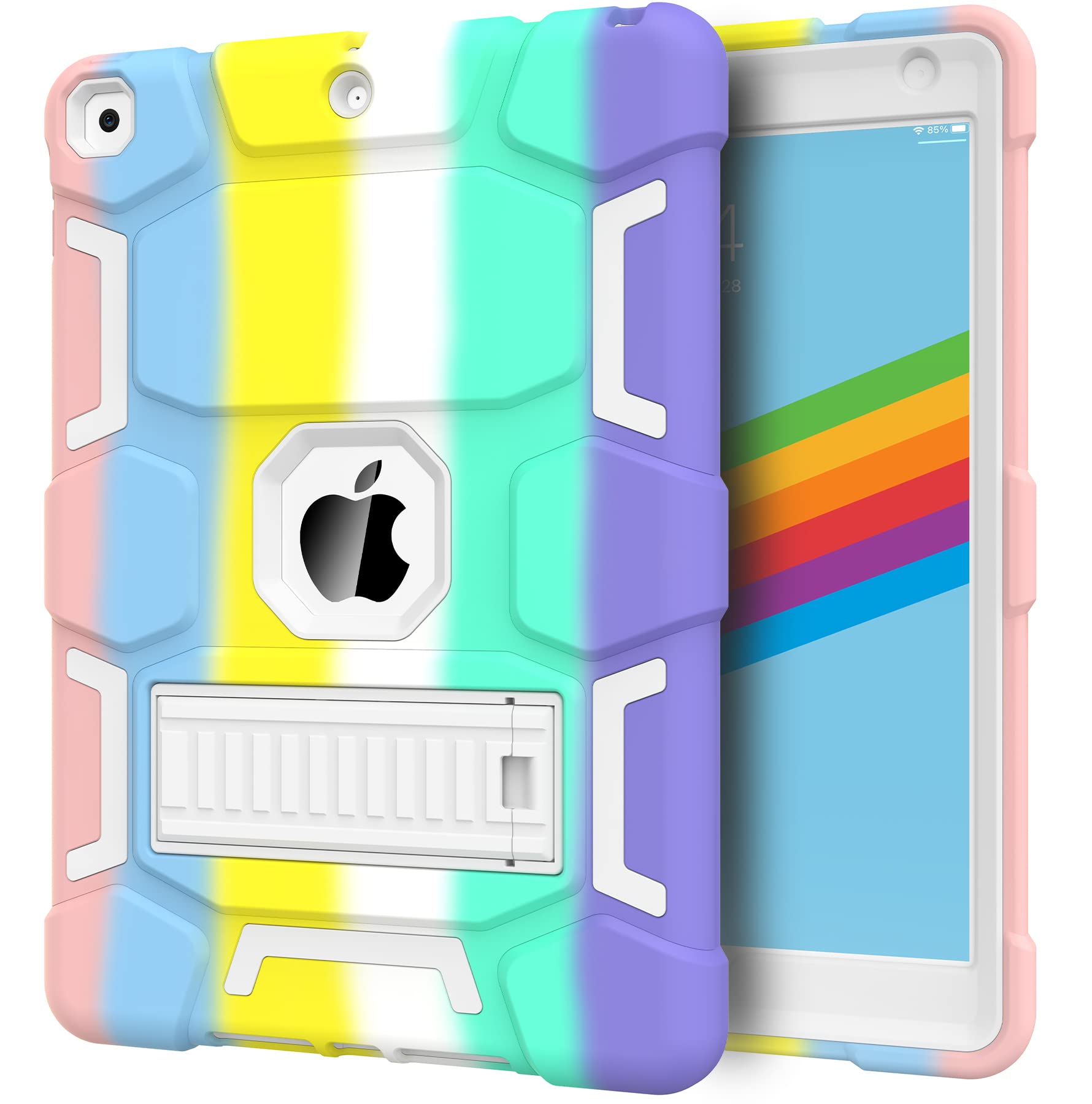 CCMAO for iPad 9th/8th/7th Generation 10.2 Inch Case 2021/2020/2019, with Kickstand, Heavy Duty Shockproof Hybrid Three Layer Protective Cover,