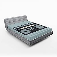 Vista 1 de Ambesonne - Sábana bajera ajustable multicolor, en colores y tres tamaños Azul y gris