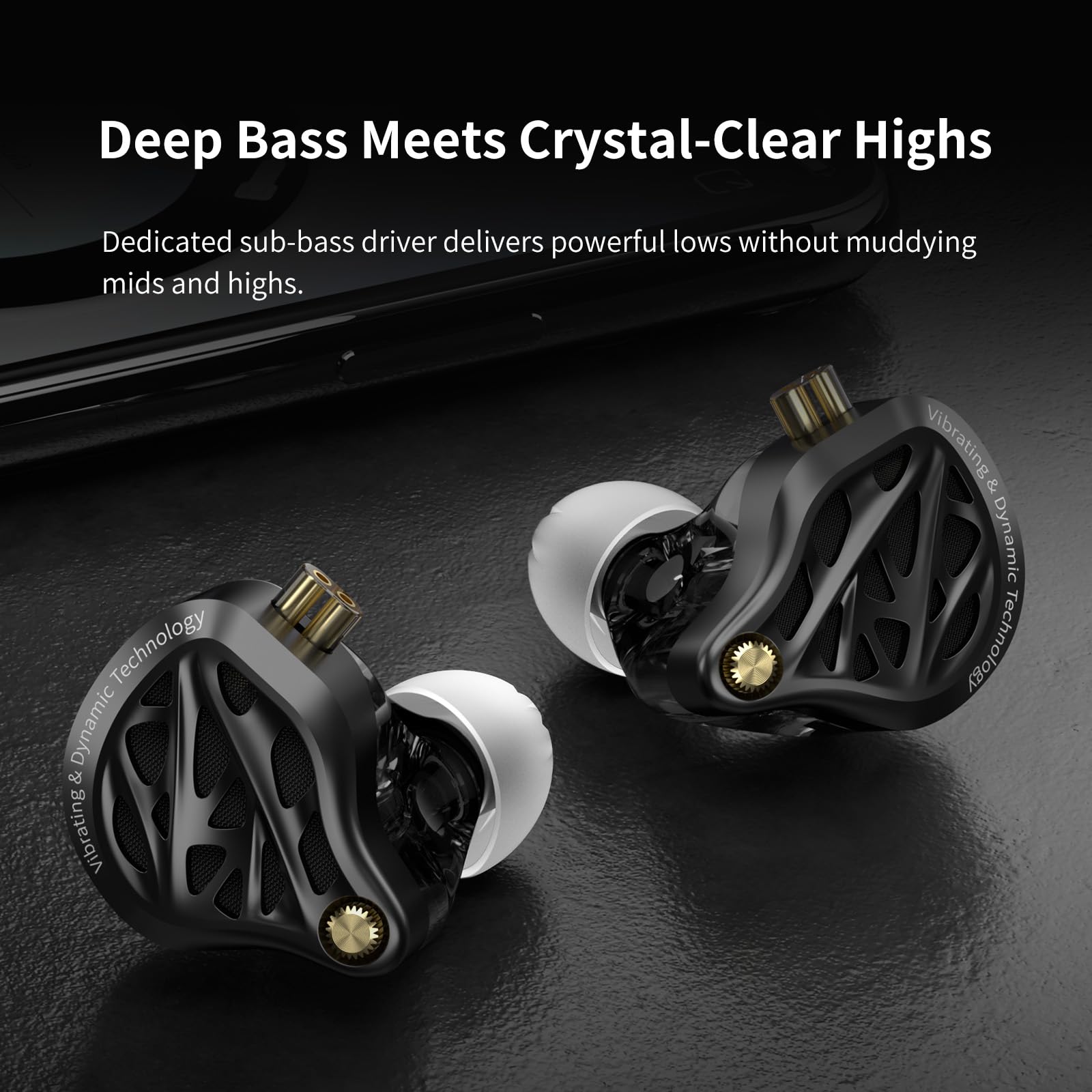 KZ Vibe X - Auriculares intraurales con monitor de oído, 2DD IEM Vibrations Sync con audio de graves profundos para audiófilos, músicos, aislamiento de ruido, auriculares con cable de ajuste cómodo