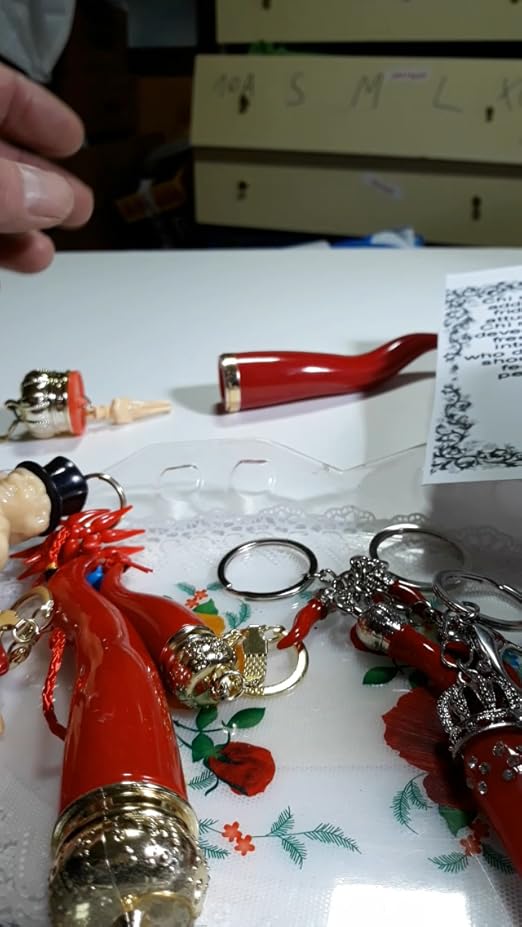 BLUSUPERSHOP ricevi 1 PORTACHIAVI gobbo scio' alto 7 cm circa metallo, + 1 scheda totonno FORTUNA frase a sorpresa,gobbo mano corna corno amuleto horn charms lucky gobbo scio napoletani napoli