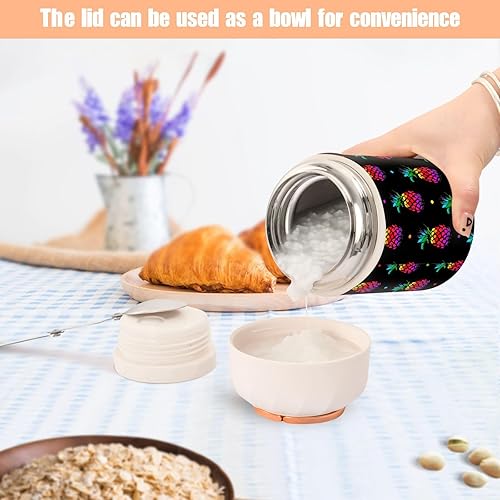 Miniatura 6 de Rainbow Pineapples - Tarro de comida con cuchara de acero inoxidable aislado al vacío, termo de 17 onzas para almuerzo