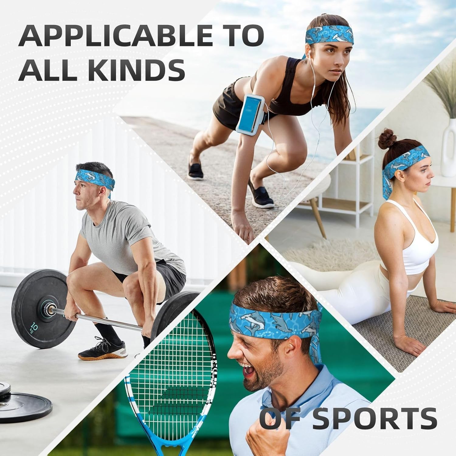 Tie Headband for Men Women Adjustable Sports Sweatband Head Ties for Yoga Workout Running